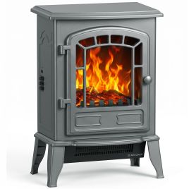 BROOKLEY Freestanding Electric Fireplace Stove, 10002000W - Grey