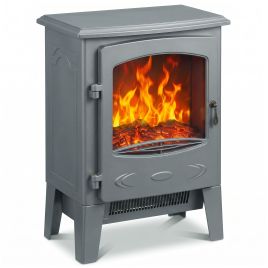 CANVASMOOR Freestanding Electric Fireplace with Realistic Flame Effect - Grey