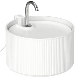 CLAYBRIDGE 2.2L Ceramic Cat Water Fountain with 4-Layer Filtration - White