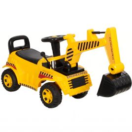 COMETGATE Kids Ride-On Digger with Detachable Arm, Horn and Safety Helmet