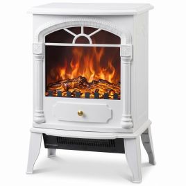 BROOKSIDE Portable Electric Fireplace Stove with 3D Flame Effect - White
