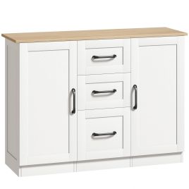 APEXWOOD 110cm Sideboard Cabinet with 3 Drawers and 2 Doors - White