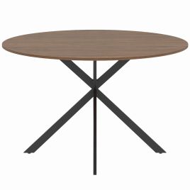 CLAYSIDE 120cm Industrial Dining Table with Wood-Effect Top - Brown