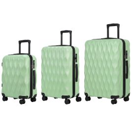 CLAYVIEW Set of 3 ABS Suitcases, 20, 24 and 28 Inches, with TSA Lock - Green