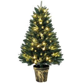 CLAYMOOR 4ft Pre-Lit Artificial Christmas Tree with 80 Lights - Green
