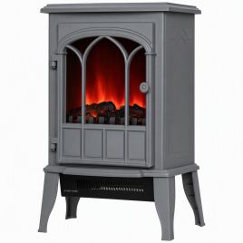 BROOKVIEW Freestanding Electric Log Burner with LED Flame Effect - Grey