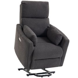 CLAINSFORD Teddy Fleece Riser Recliner Chair with Massage and Heat - Dark Grey