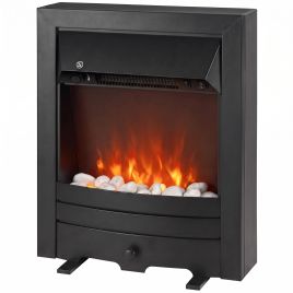 CHASESTONE 2000W Electric Fireplace Stove with LED Flame and Pebble Effect - Black