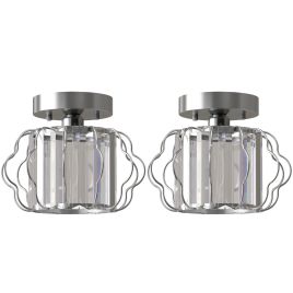 BRIARFORD Set of 2 Semi-Flush Crystal Ceiling Lights - Silver Tone