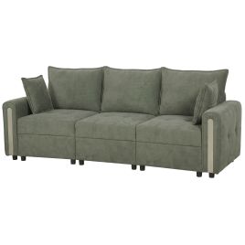 CARWOOD 3-Seater Velvet Sofa with Lift-Up Storage, 228cm - Dark Green