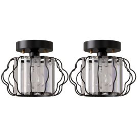 BRIARFORD Set of 2 Semi-Flush Crystal Ceiling Lights - Black