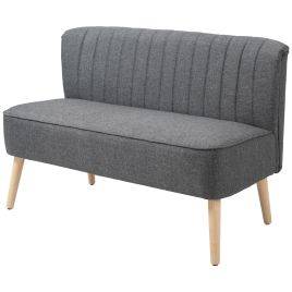 COVEFIELD 2-Seater Linen-Look Fabric Sofa for Living Room - Dark Grey