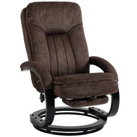COASTHILL Swivel Velvet Recliner Chair with Retractable Footrest - Dark Brown