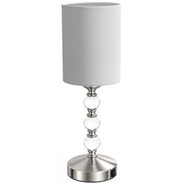BRIGSLEY Crystal Bedside Table Lamp with USB-A and USB-C Ports - Silver Tone