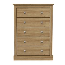 DARTFORD Oak Finish Chest of Drawers - Medium-sized, 5 Drawers