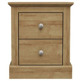 Bedside Table - DEVON 2 Drawer Nightstand Oak 45.9cm