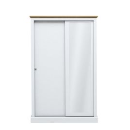 DARTFORD 2 Door Mirrored Sliding Wardrobe White - 113.8cm