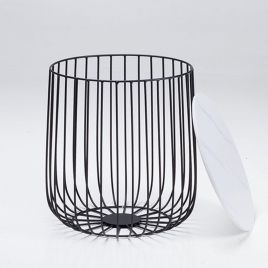 Enzo Black Frame Cage Style Coffee Table With Marble Top - Small