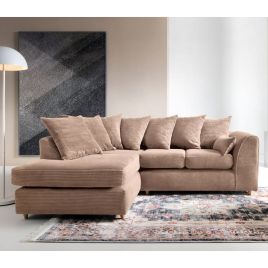 JILL Jumbo Cord Fabric 4 Seater L Shaped - Left Hand Facing Corner Sofa - Brown