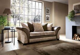 Faro Modern Style Crushed Chenille Fabric 3 Seater Sofa - Brown