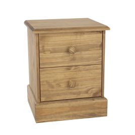 Bedside Table - CROMER 2 Drawer Nightstand Antique Waxed 45.4cm