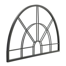Window Pane Half Circle Wall Mirror - Black