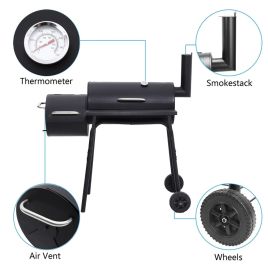 Outdoor Charcoal BBQ Grill with Portable Trolley Wheels