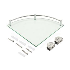 1 Tier Bathroom Glass Corner Shelf Wall Mounted
