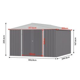Oasis Outdoor Garden Galvanized Sloped Roof Metal Storage Shed with Lockable Door