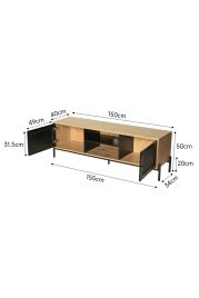 Entertainment Centre TV Storage Cabinet with Rattan Doors
