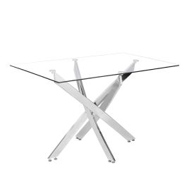Stylish X Base Tempered Transparent Glass Coffee Table