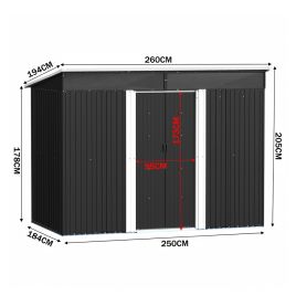GARVEN Garden Metal Storage Shed with Lockable Sliding Doors Black - 8.5 x 6 ft