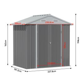 Oasis Garden Galvanized Metal Storage Shed with Lockable Door