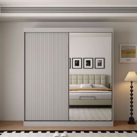 VIENNA 2 Door Mirrored Sliding Wardrobe Grey - 200cm