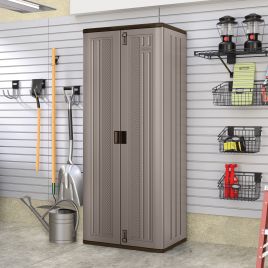 CALVERIN Tall Garden Storage Cabinet - Grey