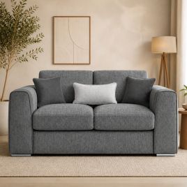 CANTRELL Chenille Fabric 2 Seater Sofa - Grey