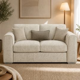 CANTRELL Chenille Fabric 2 Seater Sofa - Beige