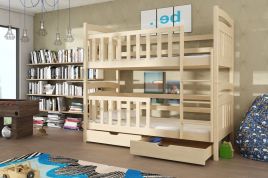 SERENA Wooden Bunk Bed with Storage and Foam Mattress - Pine
