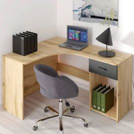 Cynosure Crest Corner Desk with 1 Drawer - Oak
