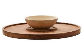 BRAVELYN Marble Chip And Dip Serving Platter - Brown and Cream
