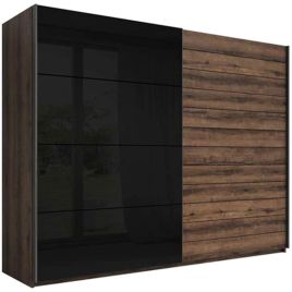 GUCCI 2 Door Sliding Wardrobe Black and Oak - 270cm