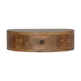 Solid Mango Wood Wall Mounted Rounded Bedside - Oak