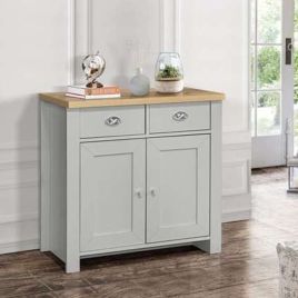 Contemporary Style Oak Top 2 Door Sideboard with 2 Drawers - Grey