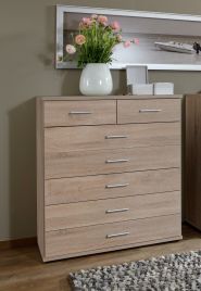 FAUX Oak Finish Chest of Drawers - Medium-sized, 7 Drawers