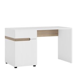 Estonia Elegant Design Computer Table With Door and Drawer - White with an Oak Trim
