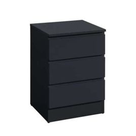 Bedside Table - TROW 3 Drawer Nightstand Black 40cm