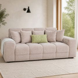 STACIE Fabric 3 Seater Sofa - Latte