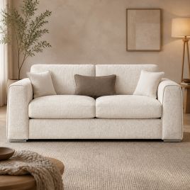 CANTRELL Chenille Fabric 3 Seater Sofa - Beige