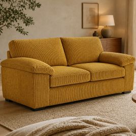 CORDURA Full Back Jumbo Cord 3 Seater Sofa - Mustard