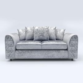 VELOURA Crush Velvet 3 Seater Scatterback Sofa - Silver